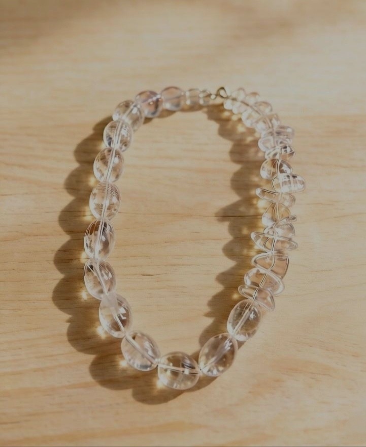 天然白水晶项链，极简高级清冷又温柔的百搭饰品白底实物图