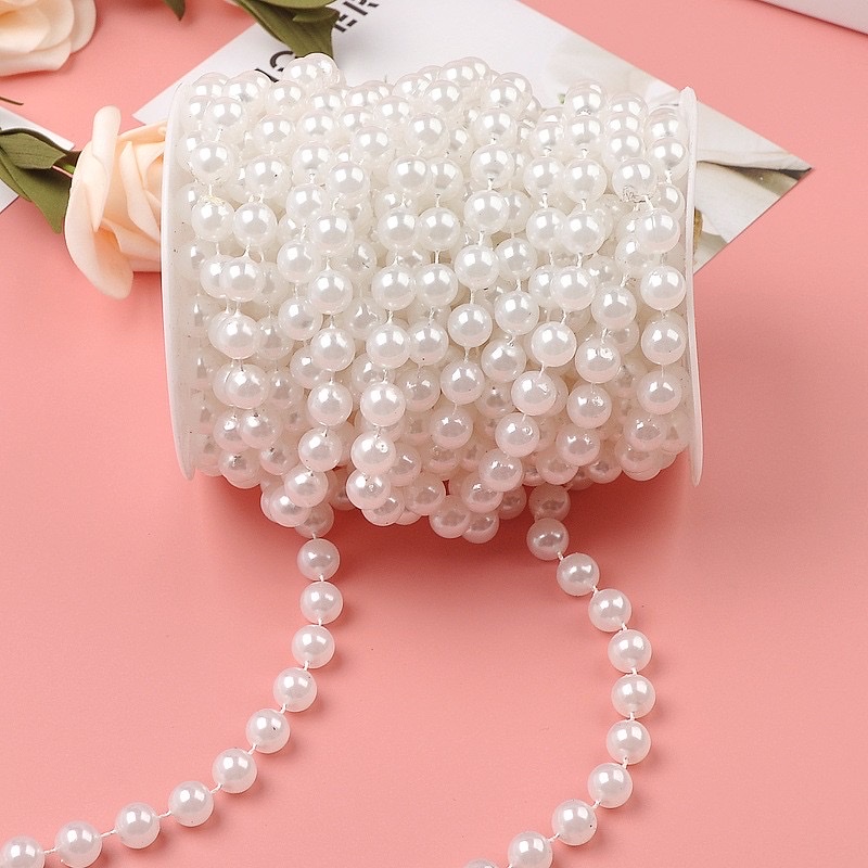 10mm圆形连线珍珠圣诞装饰品婚庆装饰DIY手工串珠配件珠子