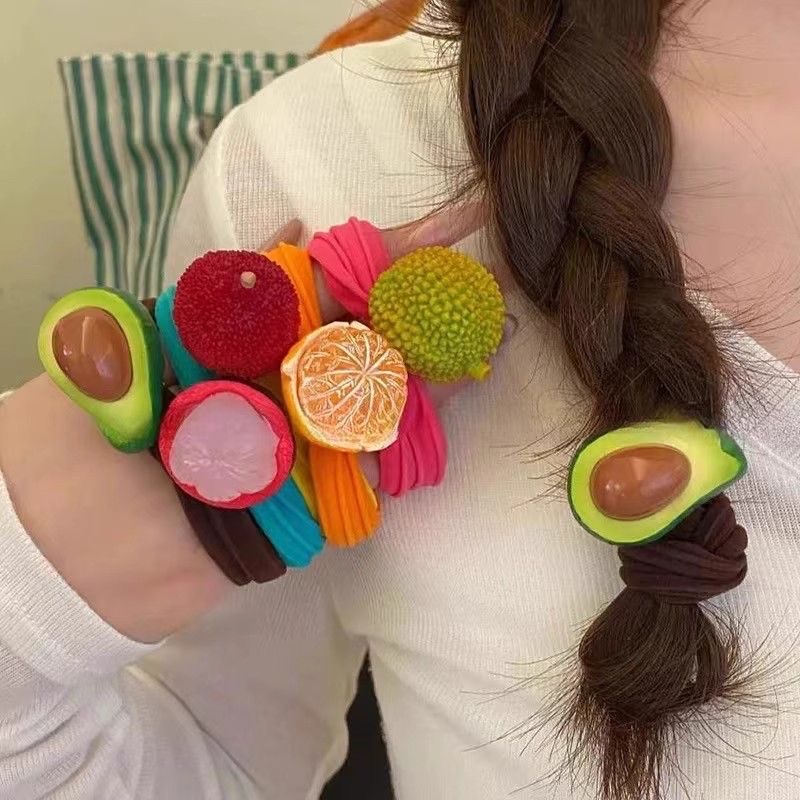 韩版流行可爱卡通发圈仿真水果高级感拉满清新设计头饰皮筋发饰产品图