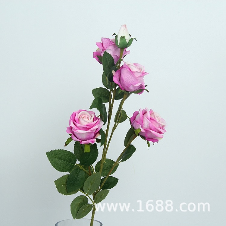 高仿真绒布5头珍珠玫婚庆绢花桌面摆设假花装饰仿真玫瑰花手工花详情图7