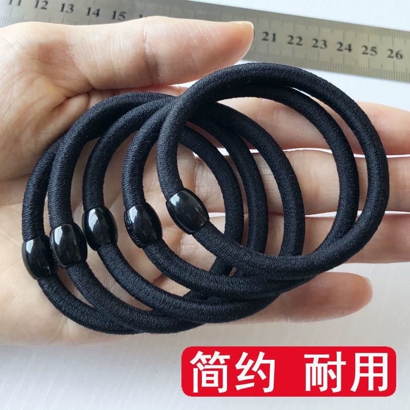 New 2026 Black thickened, high-elasticity and durable hair band for women, adult hair band, ponytail leather band and rubber band detail image 3