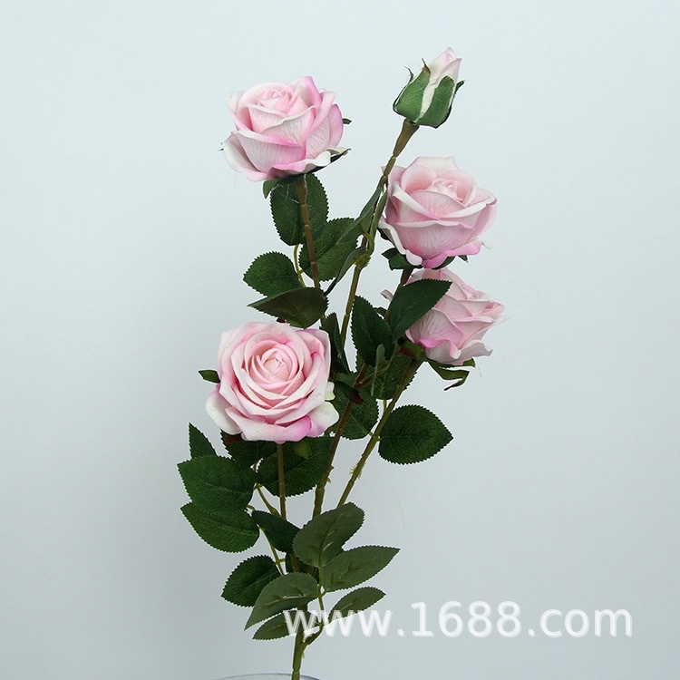 高仿真绒布5头珍珠玫婚庆绢花桌面摆设假花装饰仿真玫瑰花手工花详情图10