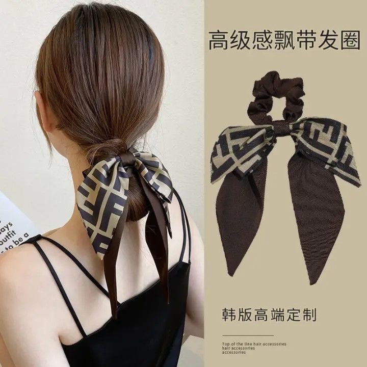 刘亦菲同款飘带丝巾发圈女2026新款高级感大肠圈发带发绳头绳饰品