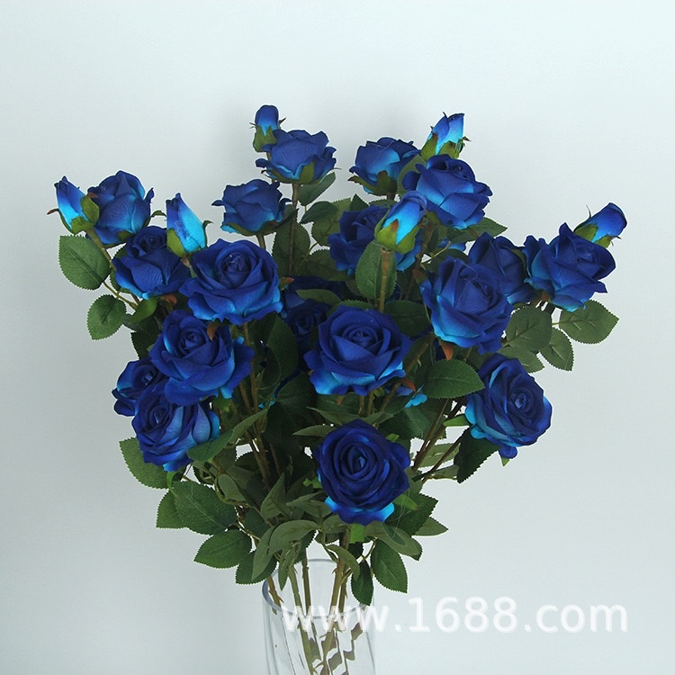 高仿真绒布5头珍珠玫婚庆绢花桌面摆设假花装饰仿真玫瑰花手工花详情图5