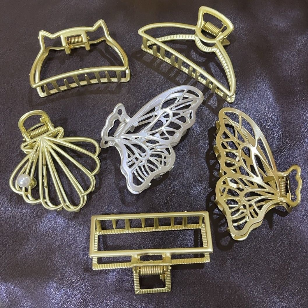 7cm中号抓夹后脑勺发夹简约气质金属鲨鱼夹盘发夹子头饰女