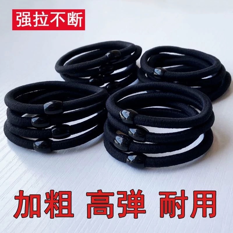 New 2026 Black thickened, high-elasticity and durable hair band for women, adult hair band, ponytail leather band and rubber band detail image 2