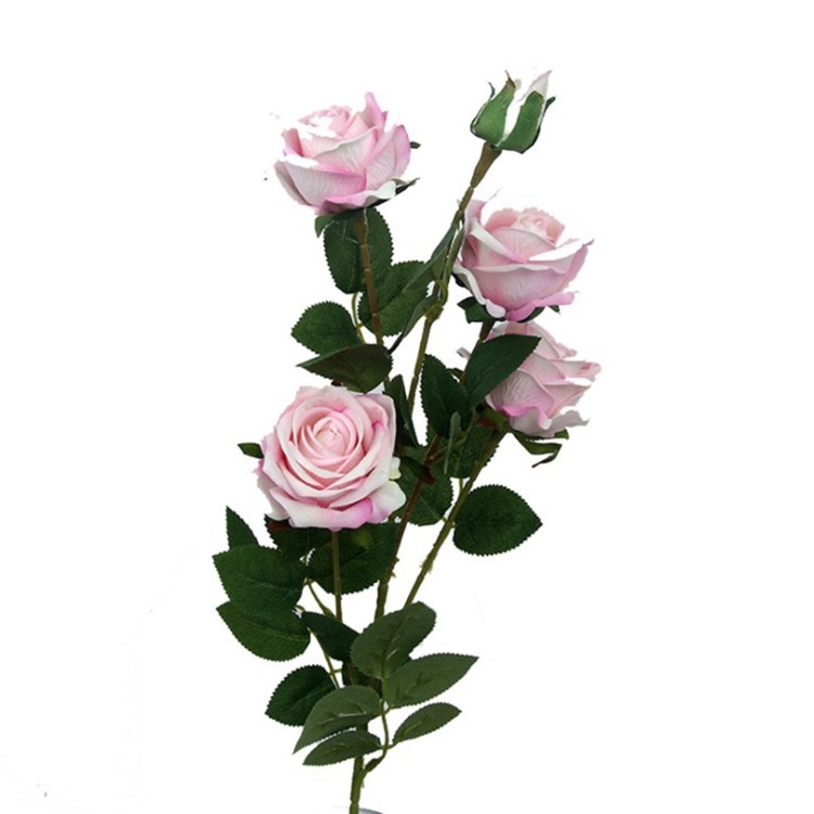 高仿真绒布5头珍珠玫婚庆绢花桌面摆设假花装饰仿真玫瑰花手工花详情图6