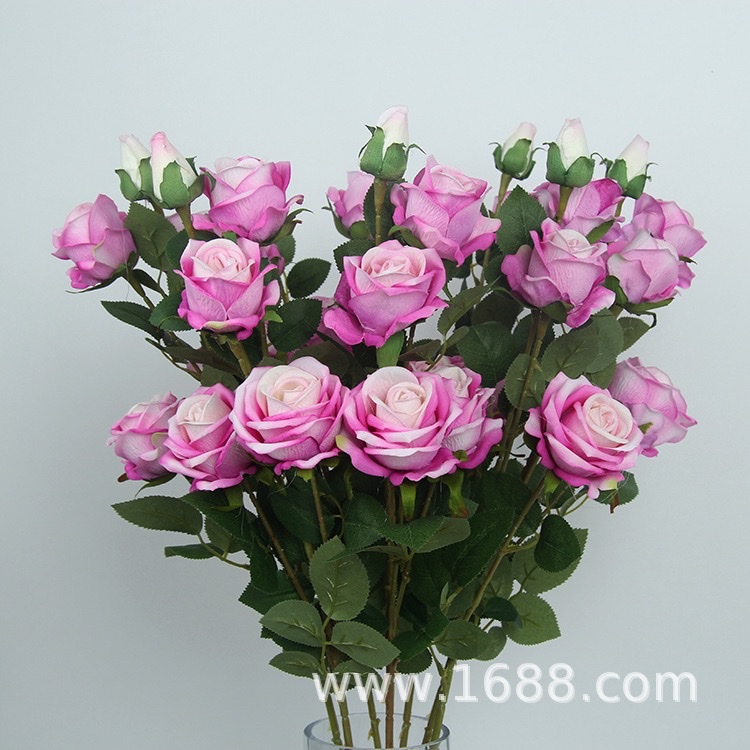 高仿真绒布5头珍珠玫婚庆绢花桌面摆设假花装饰仿真玫瑰花手工花详情图4