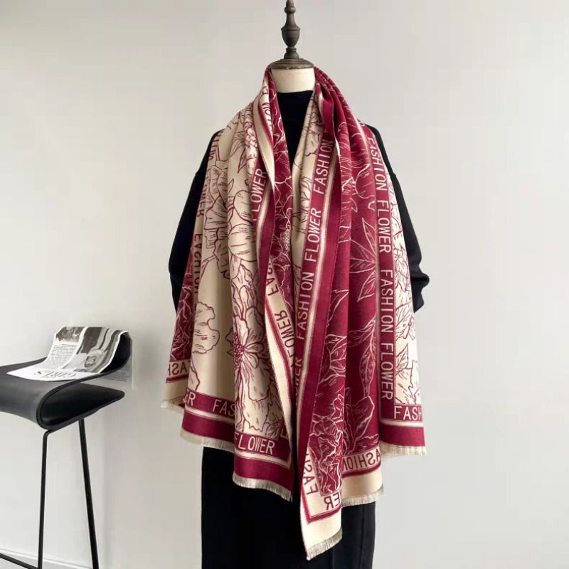 Cross-border scarf wholesale e-commerce live streaming supply chain, new high-speed jacquard letter frame flower Specification image