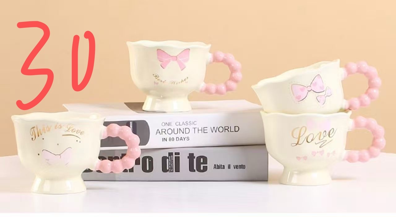 Ceramic cups, tall glass cups, cartoon ceramic cups