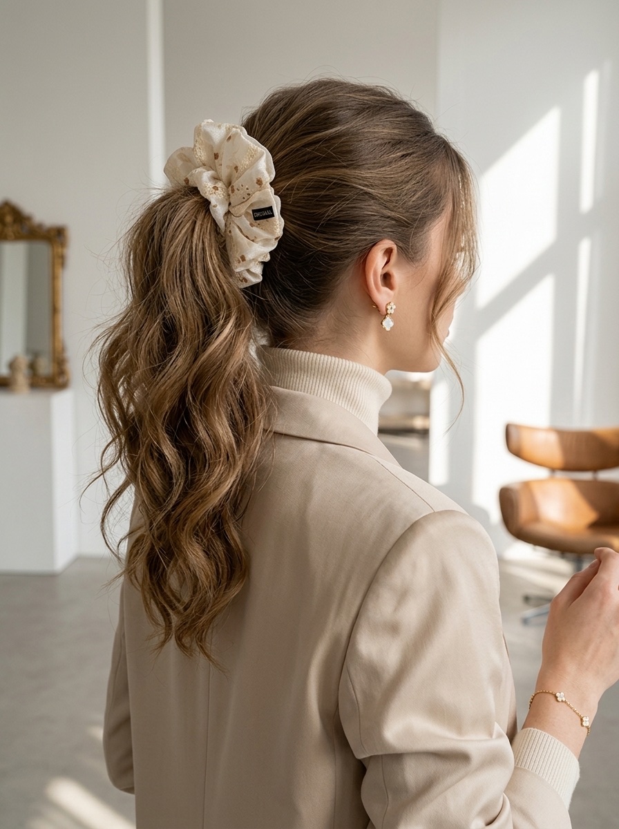 超大号蕾丝碎花刺绣大肠发圈女 高奢感懒人风布料大发圈饰品详情图3