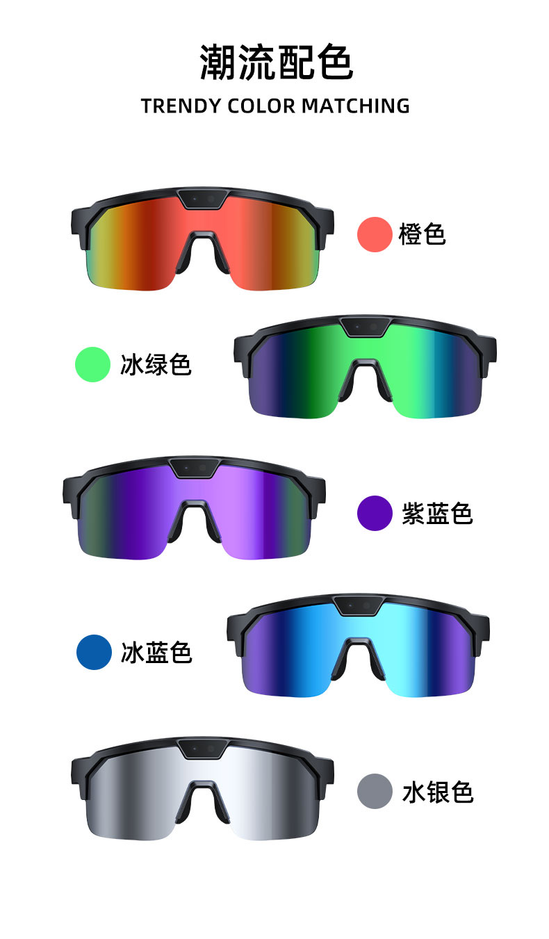 Color-changing band 8-megapixel SONY IMX219 camera photo 30-megapixel photo smart glasses sunglasses Application Scenario
