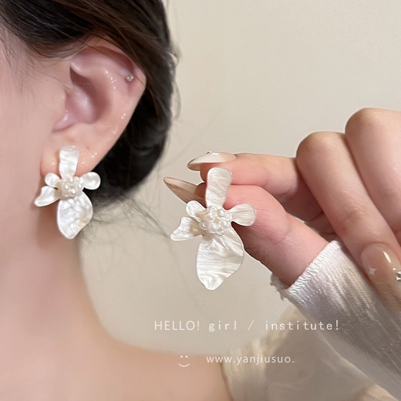 简约亚克力花朵耳钉小众设计轻奢气质高级感耳环女冷淡风百搭耳饰详情图2