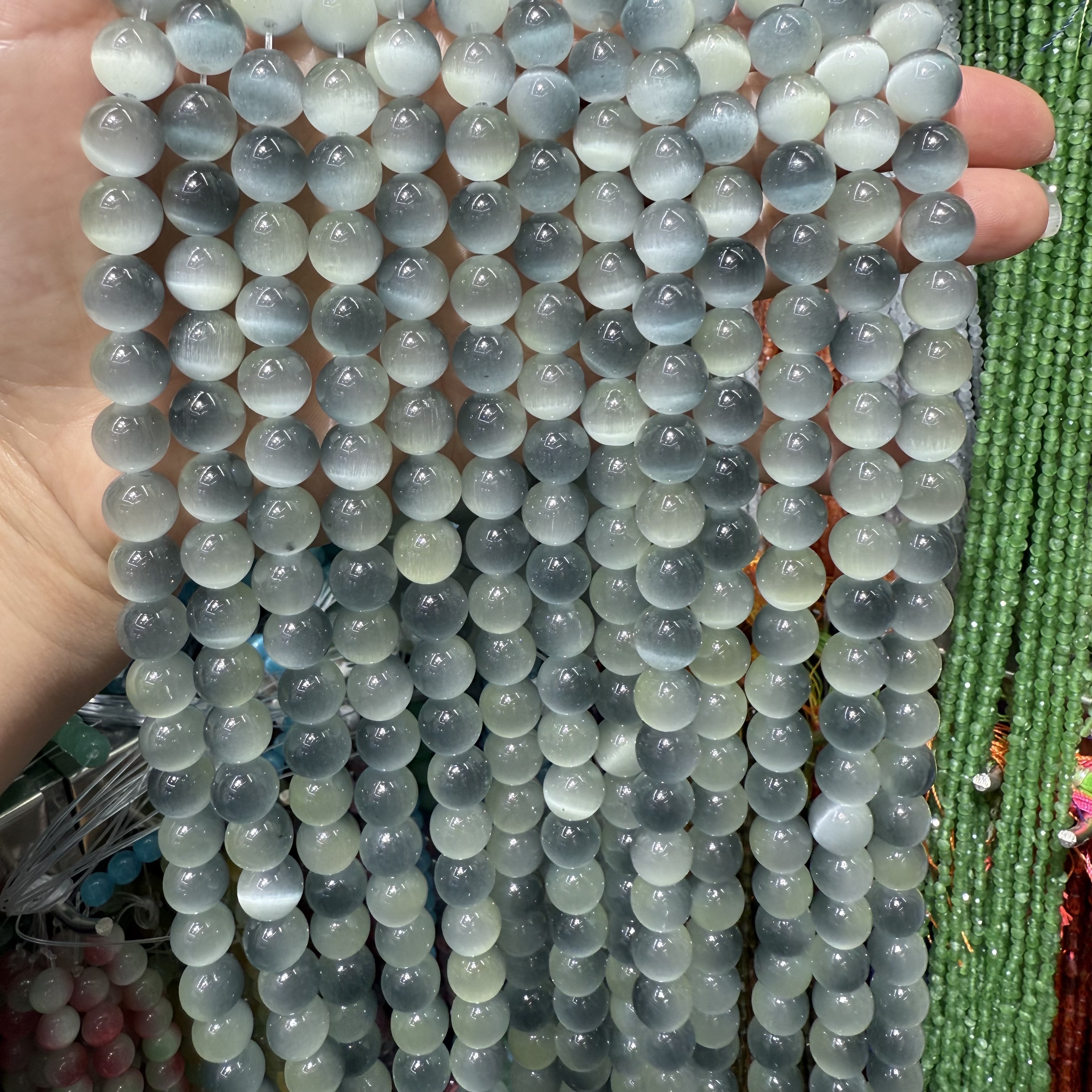 10mm猫眼石圆珠 diy饰品材料 马卡龙糖果色串珠 手链串珠 仿古琉璃珠子配件散珠批发正品货源详情图5