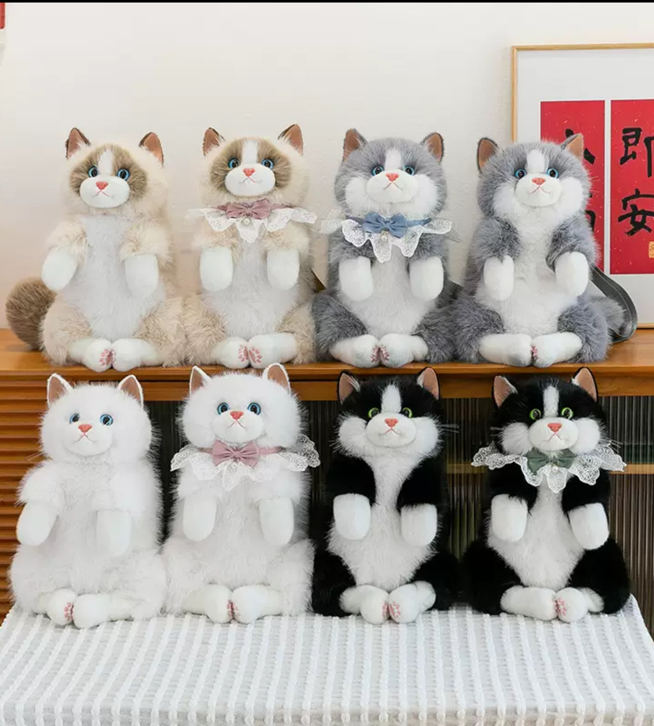 新款仿真猫咪玩偶会猫叫布偶猫公仔双肩包安抚毛绒玩具女生日礼物毛绒玩具细节图