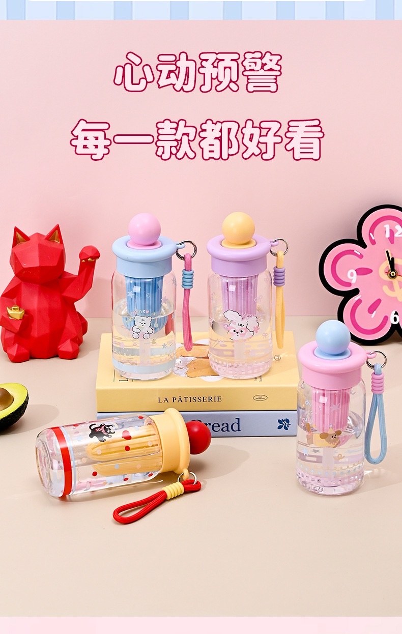Cartoon plastic water cup, high appearance level, female tea separator, large capacity plastic cup, outdoor portable cup, student straw cup, no 550ml, 8533-1-1274 pic 13