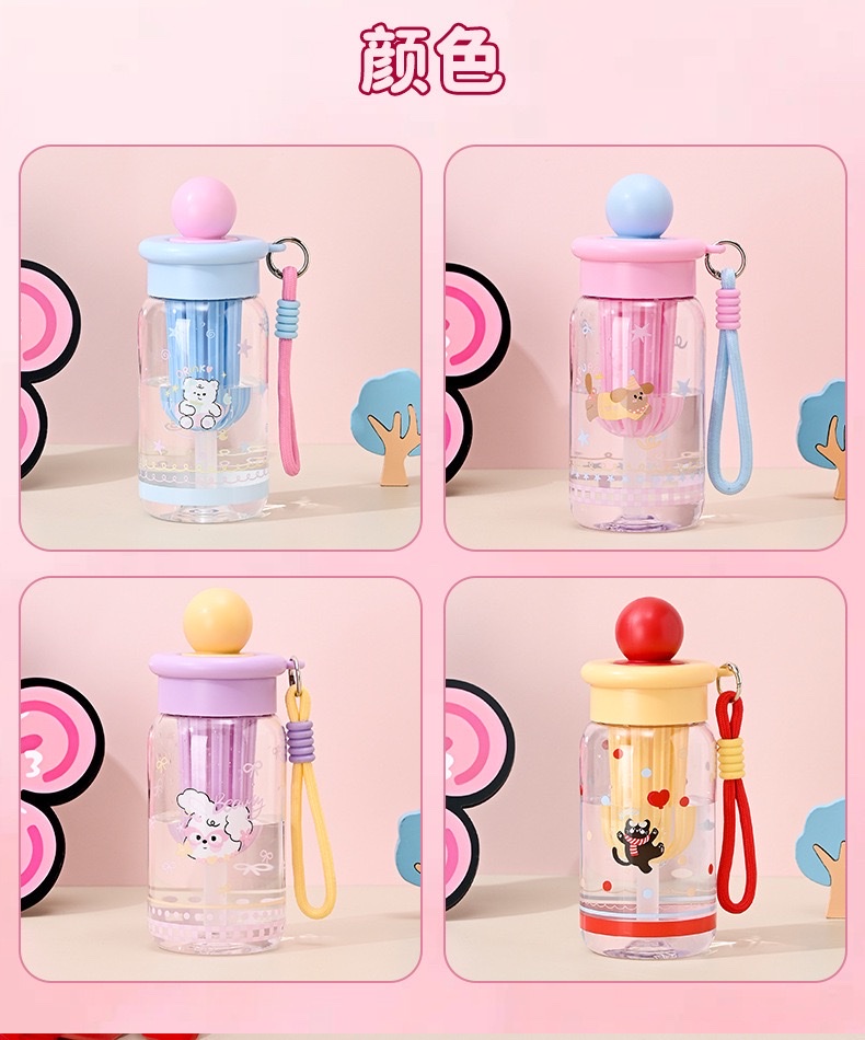 Cartoon plastic water cup, high appearance level, female tea separator, large capacity plastic cup, outdoor portable cup, student straw cup, no 550ml, 8533-1-1274 pic 15
