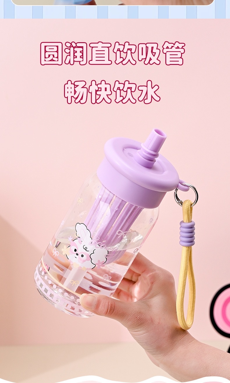 Cartoon plastic water cup, high appearance level, female tea separator, large capacity plastic cup, outdoor portable cup, student straw cup, no 550ml, 8533-1-1274 pic 7