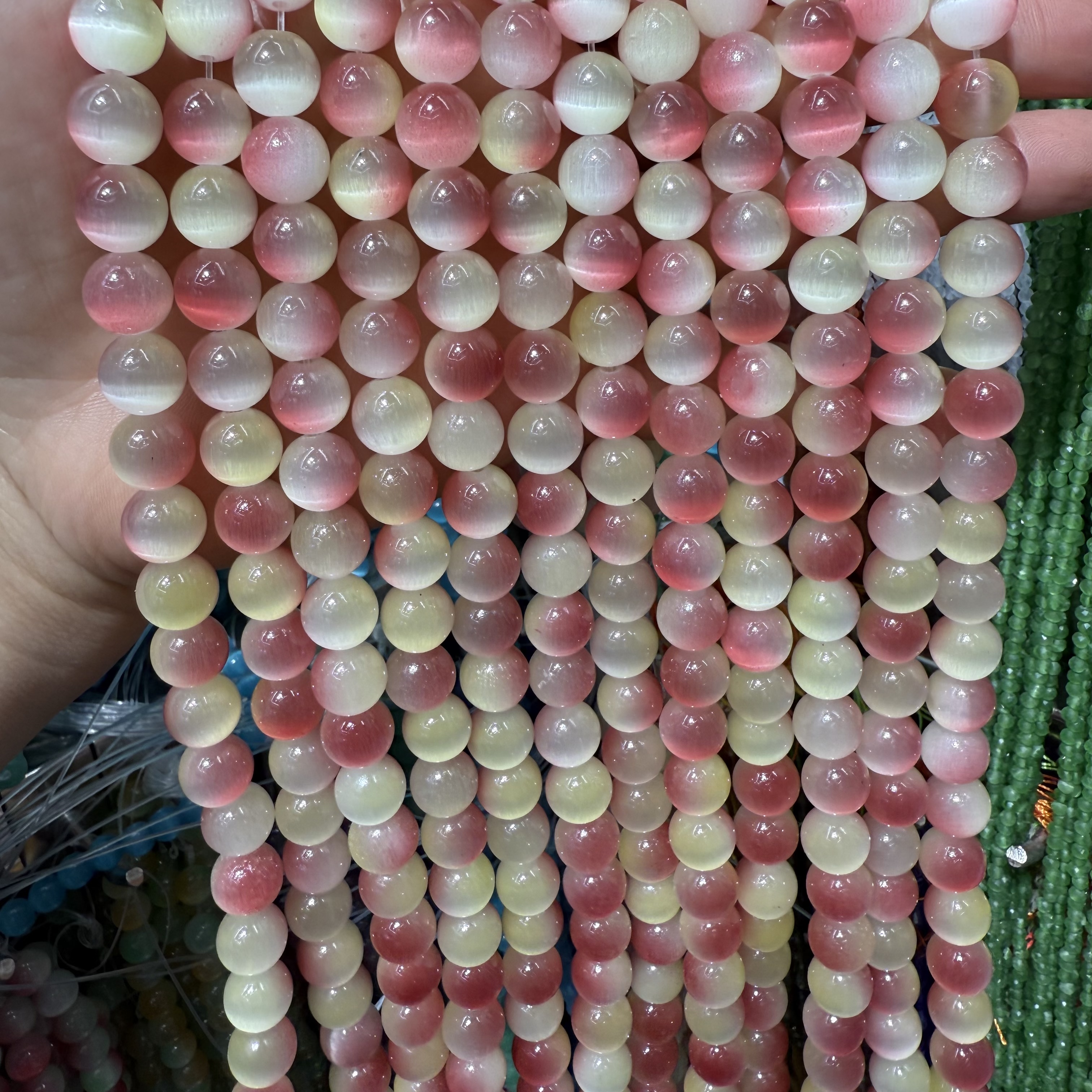 10mm猫眼石圆珠 diy饰品材料 马卡龙糖果色串珠 手链串珠 仿古琉璃珠子配件散珠批发正品货源详情图9