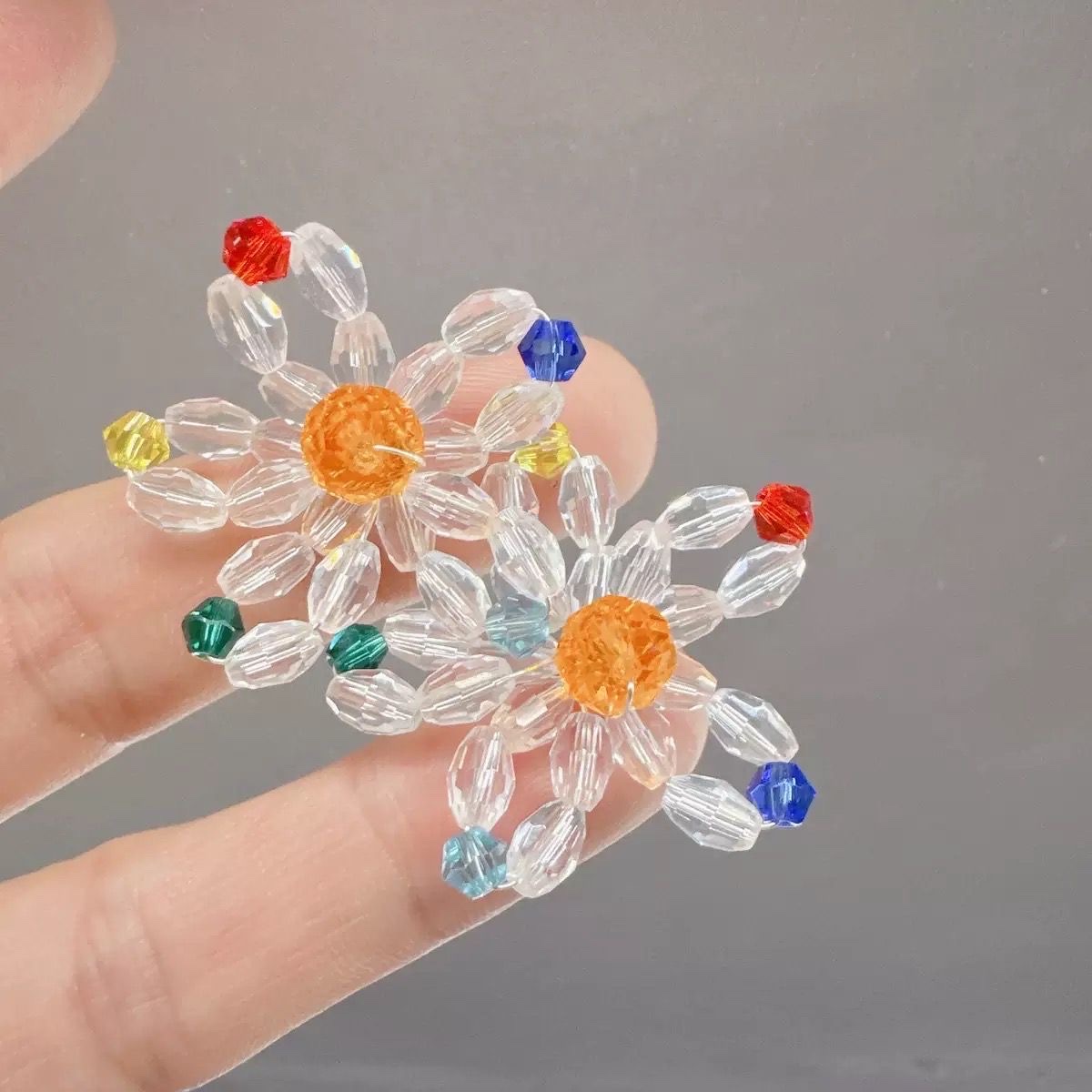 彩色水晶多巴胺手工小花