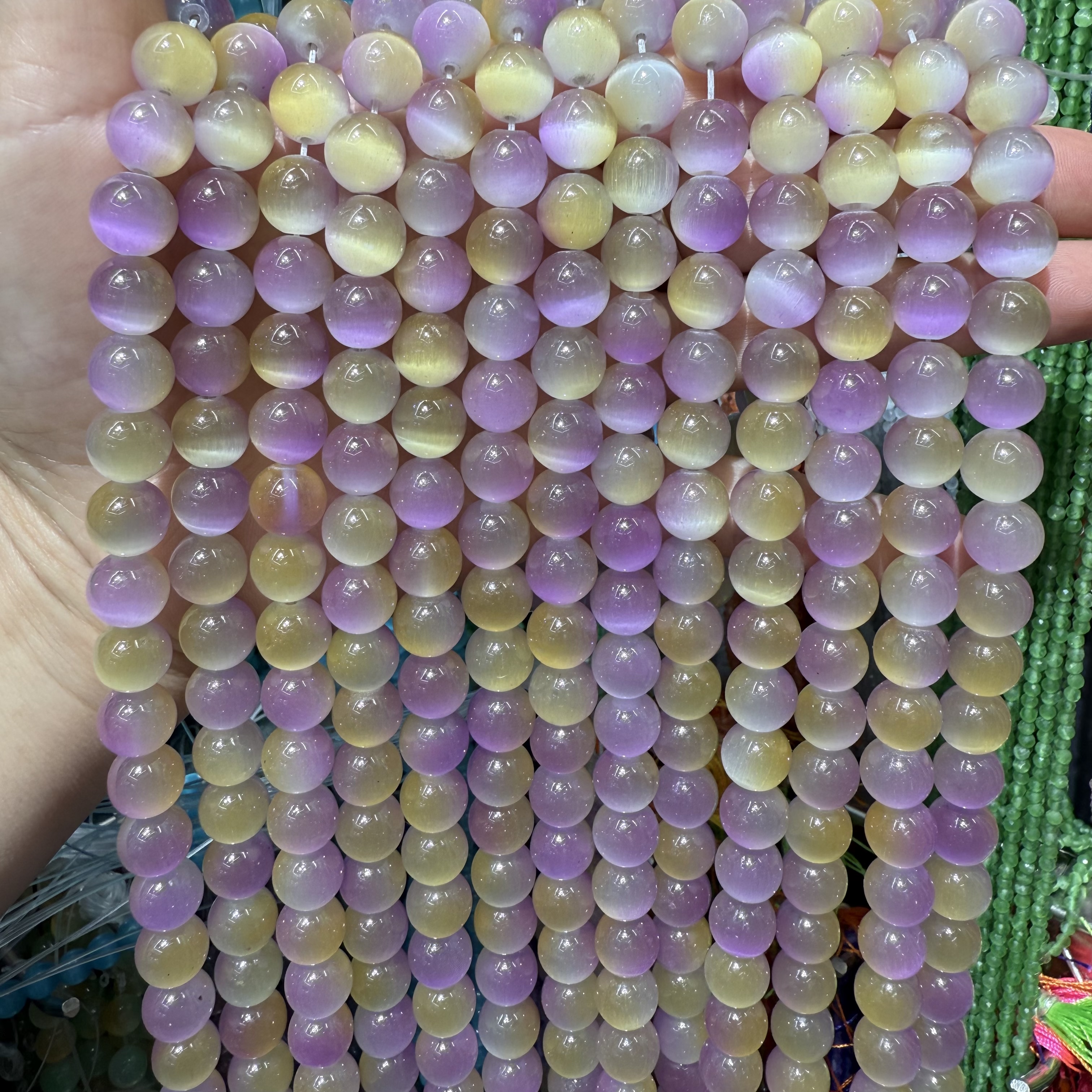 10mm猫眼石圆珠 diy饰品材料 马卡龙糖果色串珠 手链串珠 仿古琉璃珠子配件散珠批发正品货源详情图2