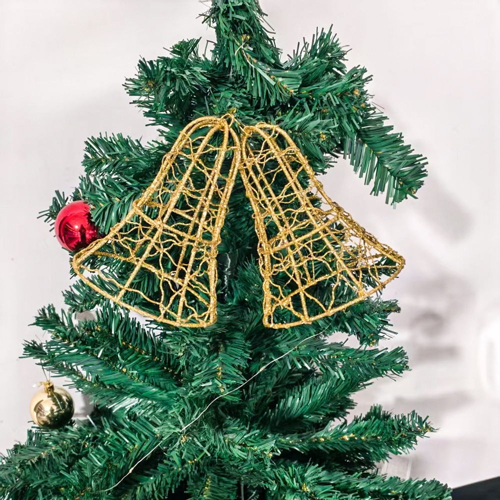 Christmas ironwork artistic Christmas tree decorations, indoor three-dimensional bell glowing window display items details Picture