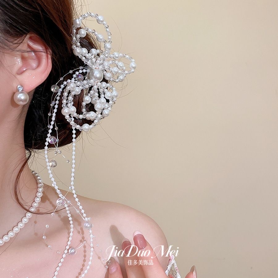 水晶珍珠蝴蝶结装饰配件 精致时尚百搭女式发饰详情图5