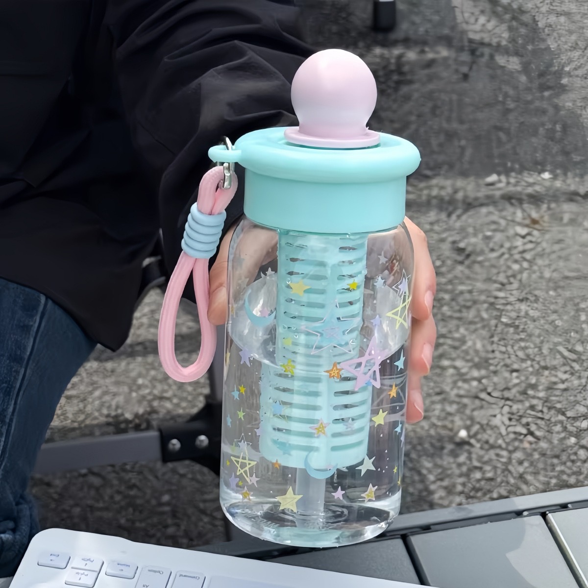 Cartoon plastic water cup, high appearance level, female tea separator, large capacity plastic cup, outdoor portable cup, student straw cup, no 550ml, 8533-1-1274 pic 20