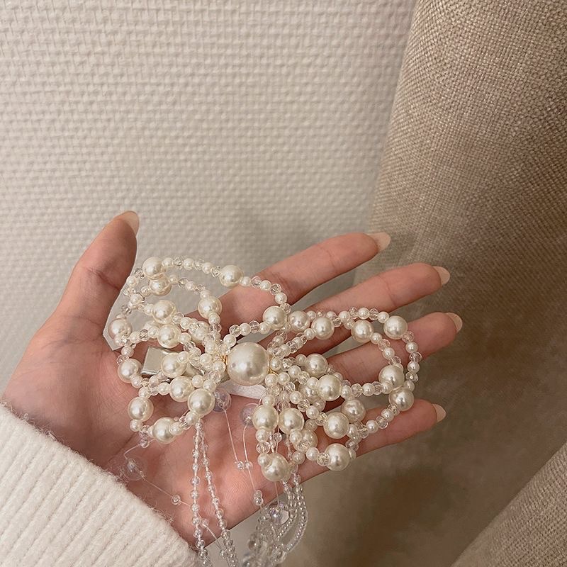 水晶珍珠蝴蝶结装饰配件 精致时尚百搭女式发饰详情图1