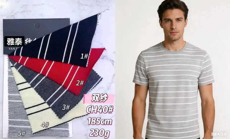 The yard-woven striped streetwear brand's heavyweight T-shirt fabric features horizontal stripes, color stripes, and black and white stripes detail image 9