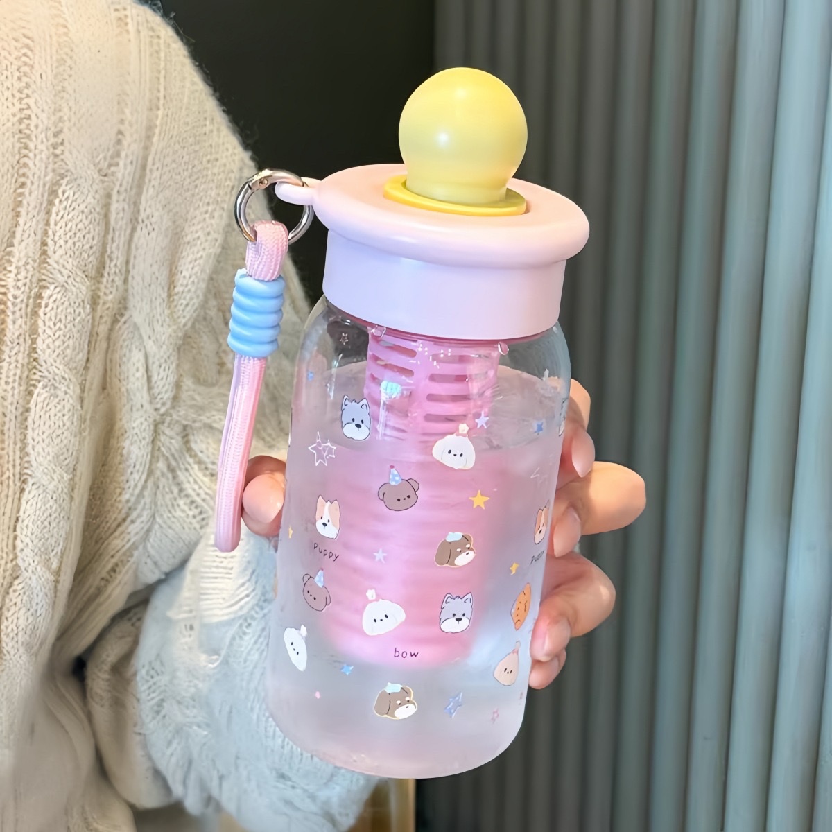 Cartoon plastic water cup, high appearance level, female tea separator, large capacity plastic cup, outdoor portable cup, student straw cup, no 550ml, 8533-1-1274 pic 18