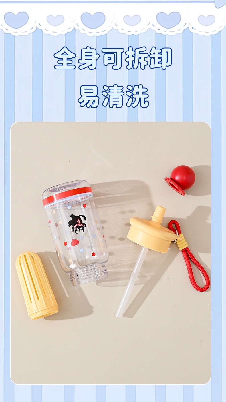 Cartoon plastic water cup, high appearance level, female tea separator, large capacity plastic cup, outdoor portable cup, student straw cup, no 550ml, 8533-1-1274 pic 4