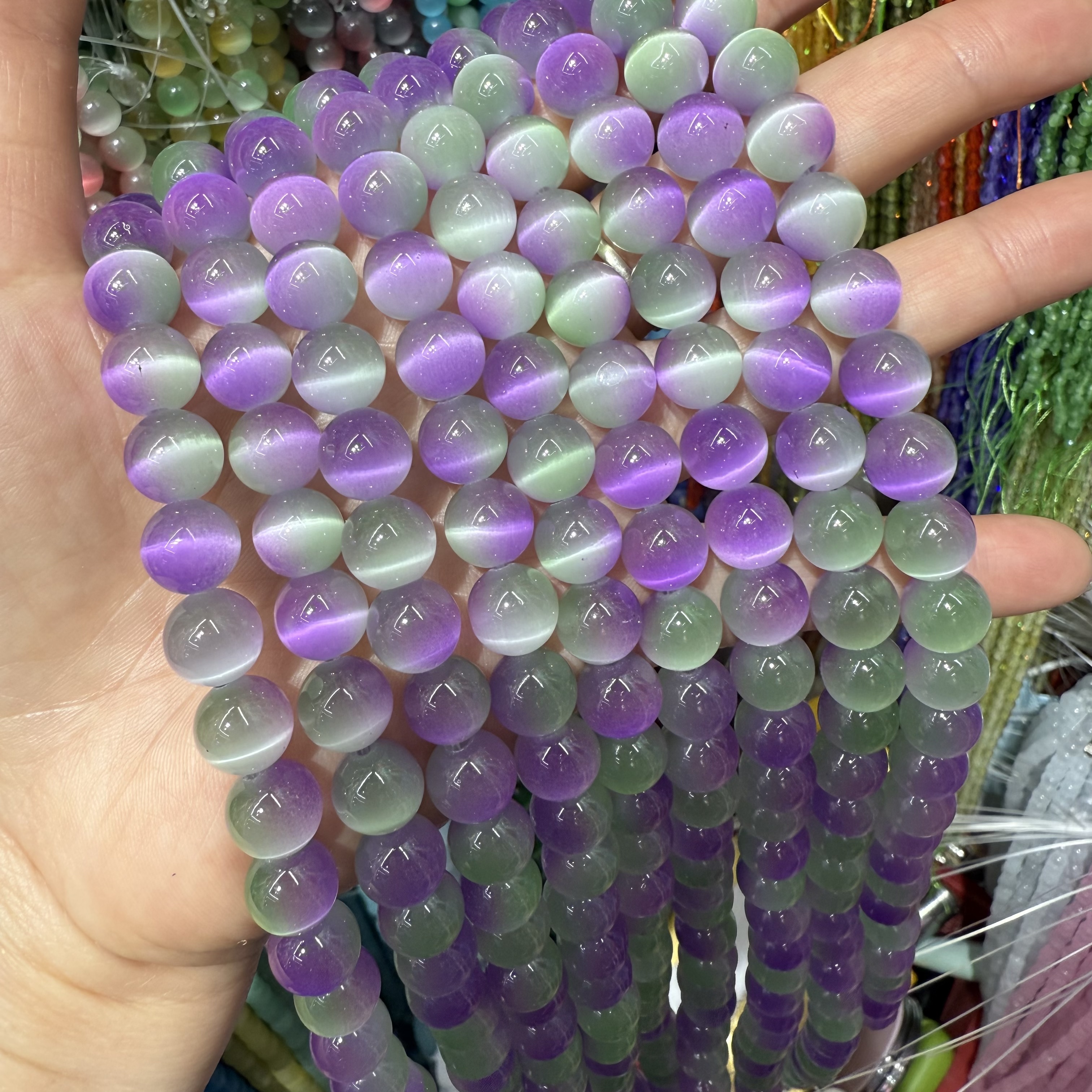 10mm猫眼石圆珠 diy饰品材料 马卡龙糖果色串珠 手链串珠 仿古琉璃珠子配件散珠批发正品货源详情图8