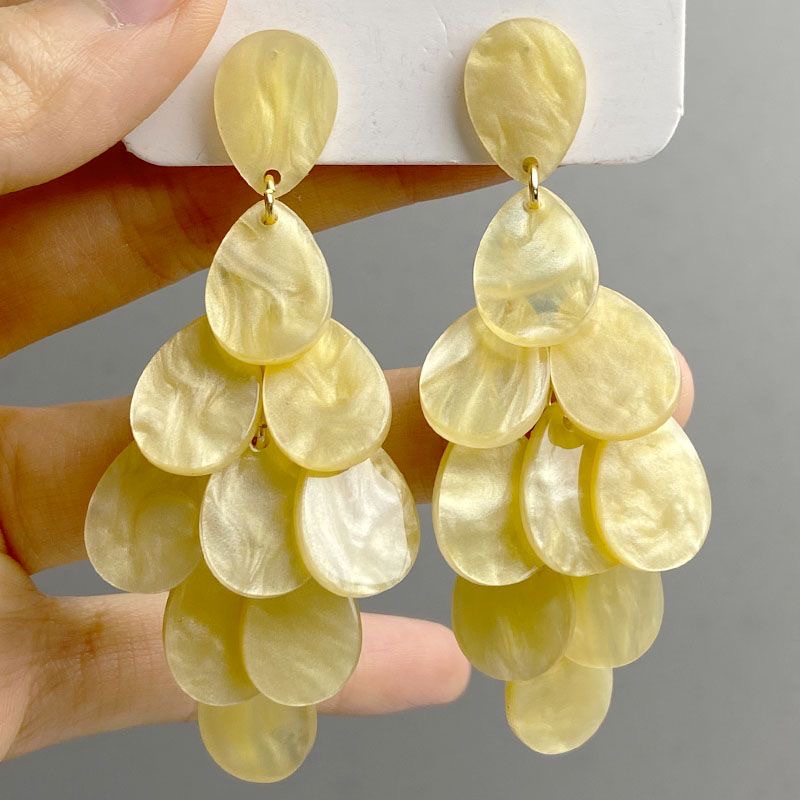 义乌欧美时尚耳环秋冬夸张个性水滴亚克力醋酸手工拼接耳坠度假风耳环工厂直销详情图4