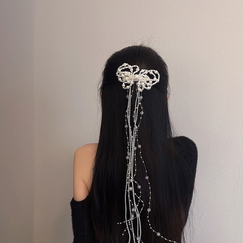 水晶珍珠蝴蝶结装饰配件 精致时尚百搭女式发饰详情图2
