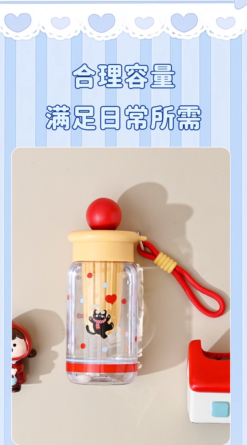 Cartoon plastic water cup, high appearance level, female tea separator, large capacity plastic cup, outdoor portable cup, student straw cup, no 550ml, 8533-1-1274 pic 12