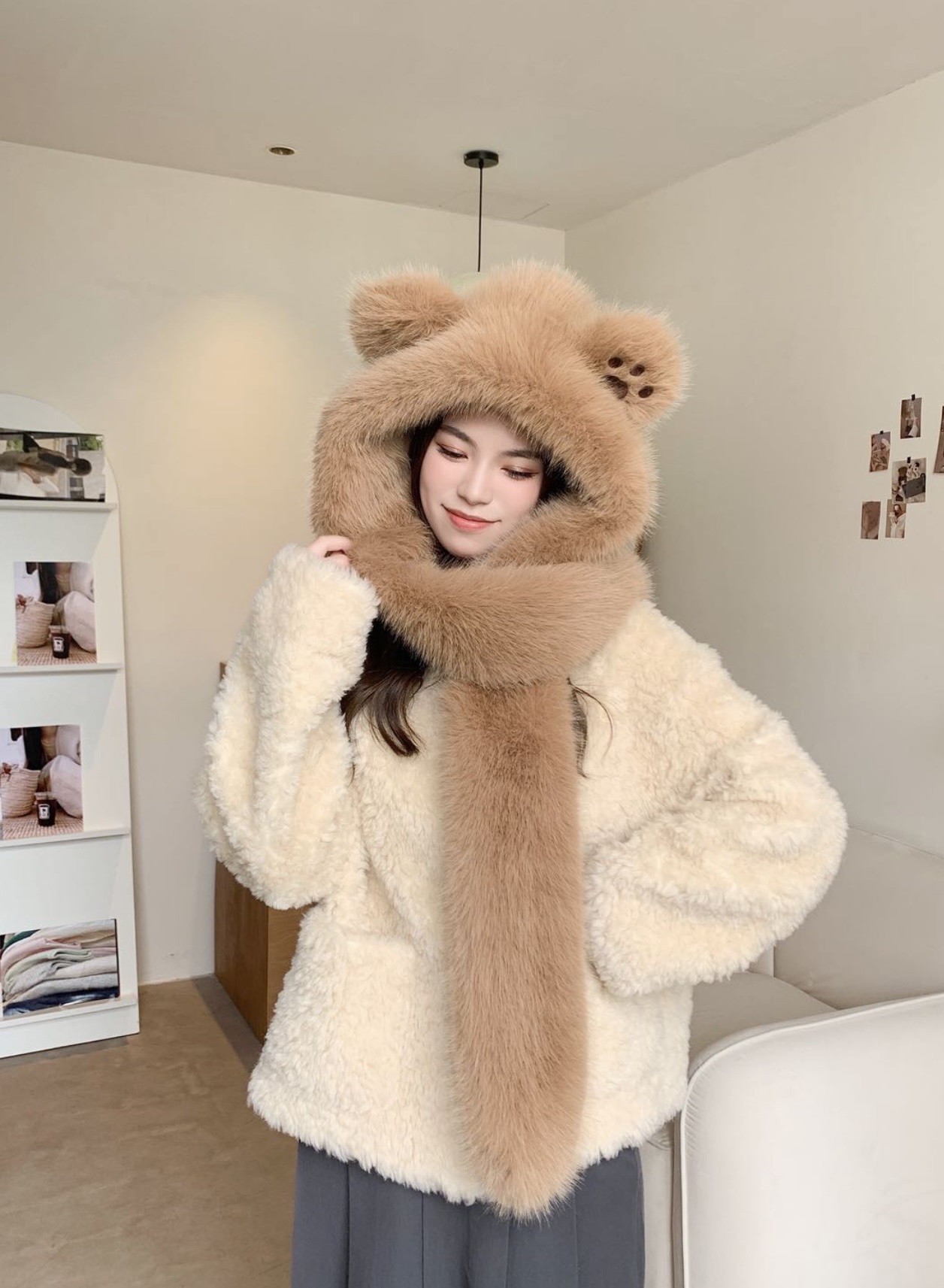 毛绒保暖帽加厚冬季女款时尚休闲帽防风保暖帽详情图2