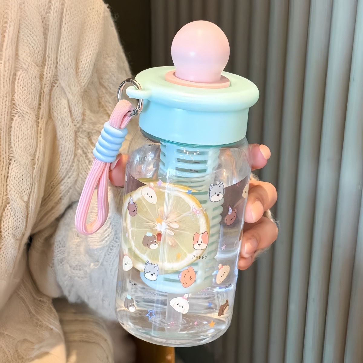 Cartoon plastic water cup, high appearance level, female tea separator, large capacity plastic cup, outdoor portable cup, student straw cup, no 550ml, 8533-1-1274 pic 16