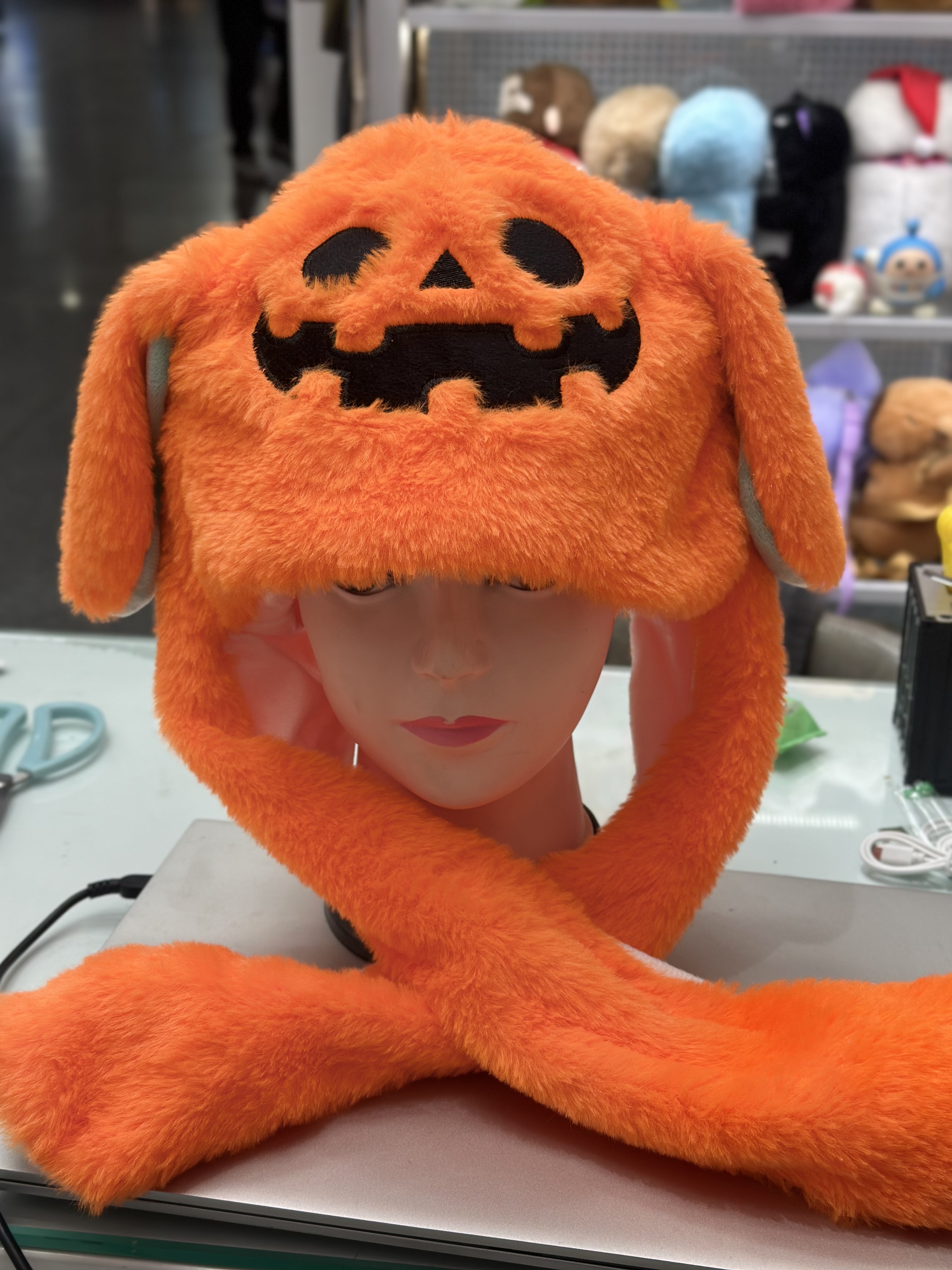 抖音同款万圣节南瓜帽子会动耳朵帽子礼品气囊帽男女儿童礼物万圣节产品图