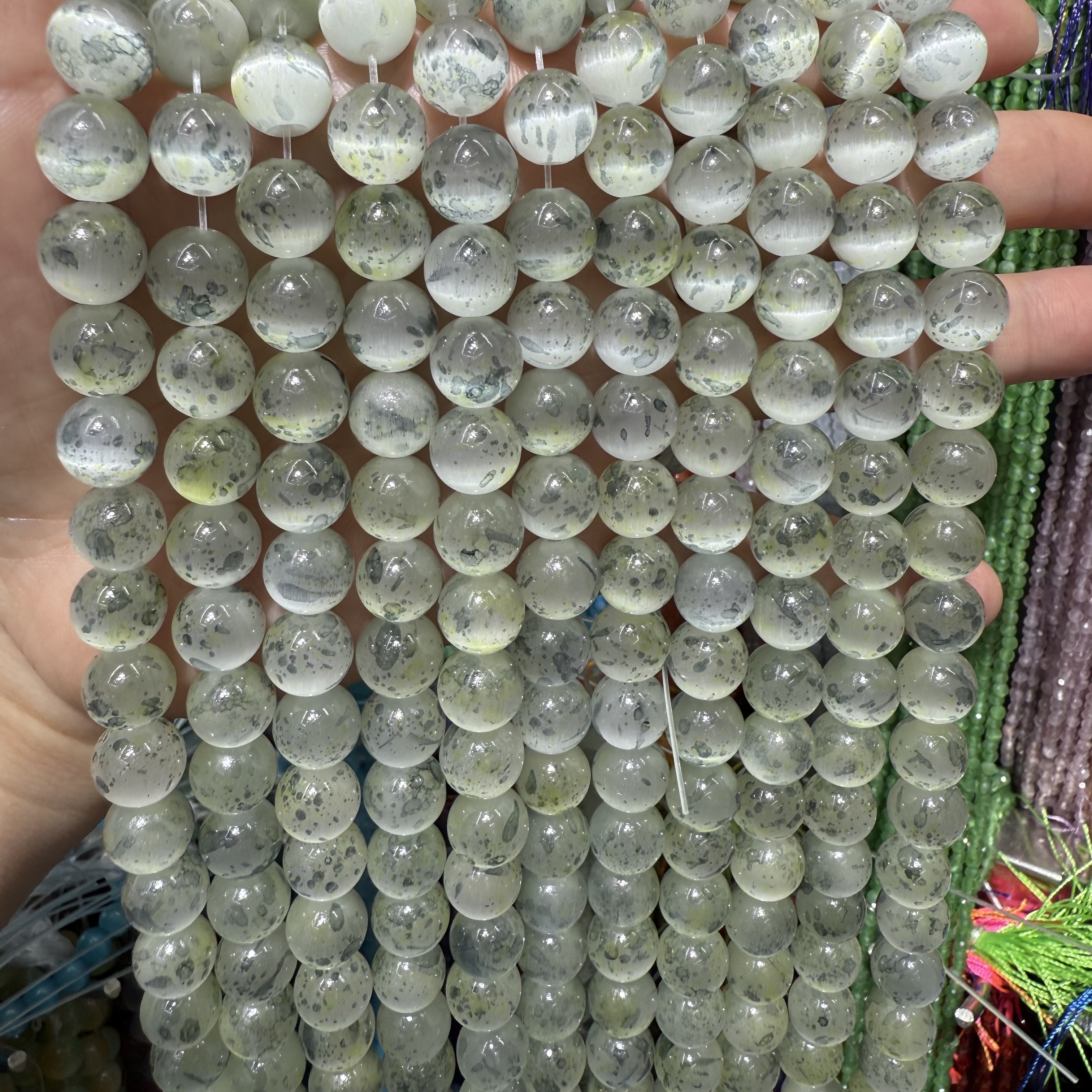 10mm猫眼石圆珠diy仿古琉璃散珠配件批发 手链串珠材料珠子货源 糖果七彩色珠详情图9