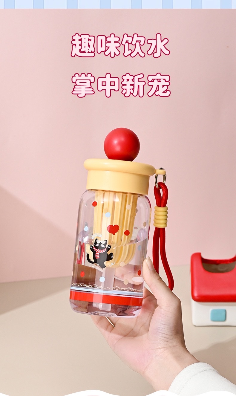 Cartoon plastic water cup, high appearance level, female tea separator, large capacity plastic cup, outdoor portable cup, student straw cup, no 550ml, 8533-1-1274 pic 9
