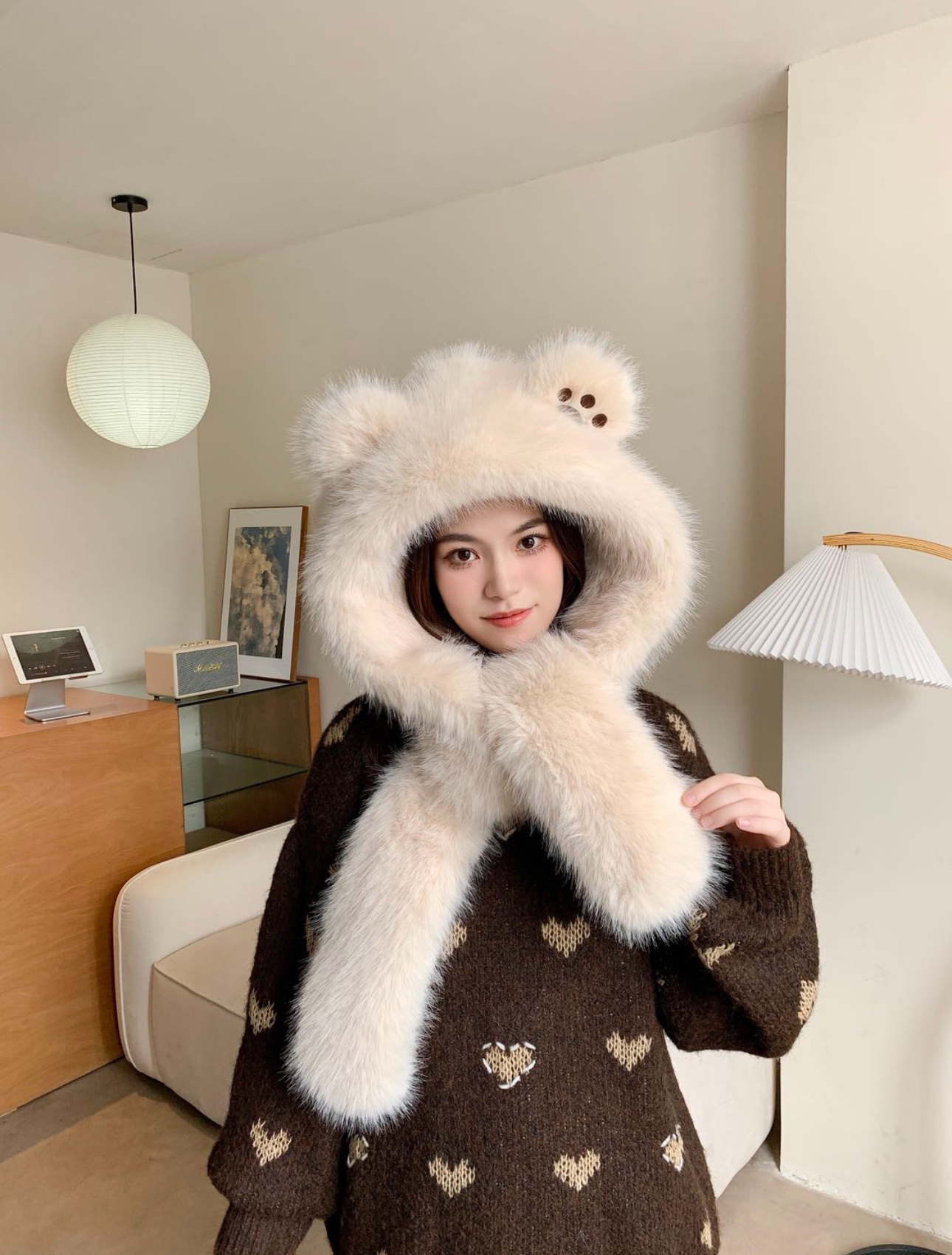 毛绒保暖帽加厚冬季女款时尚休闲帽防风保暖帽详情图1