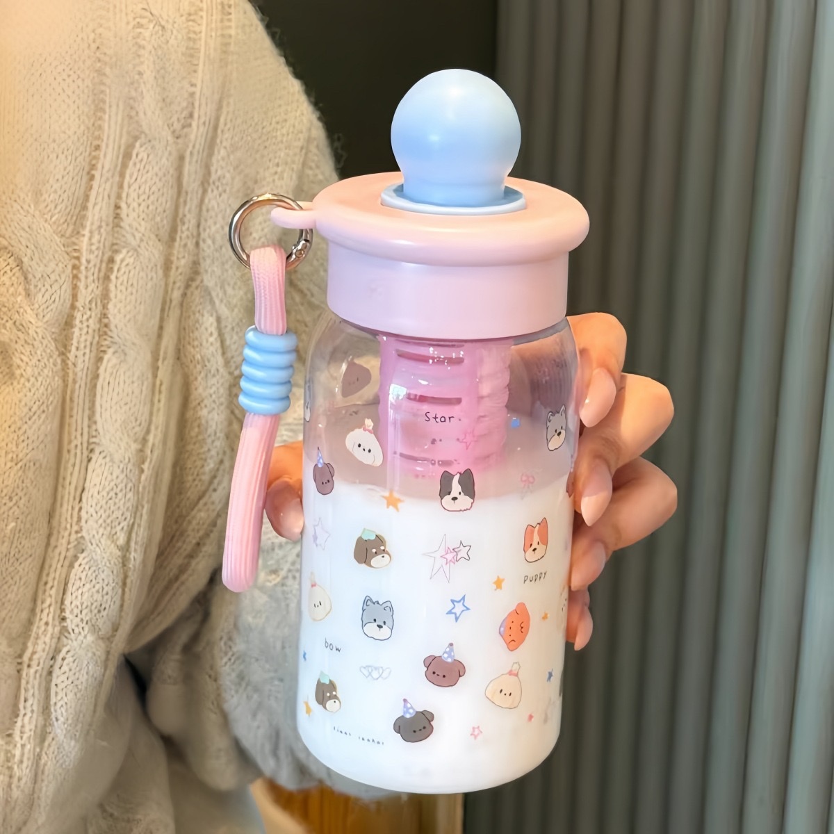 Cartoon plastic water cup, high appearance level, female tea separator, large capacity plastic cup, outdoor portable cup, student straw cup, no 550ml, 8533-1-1274 pic 19