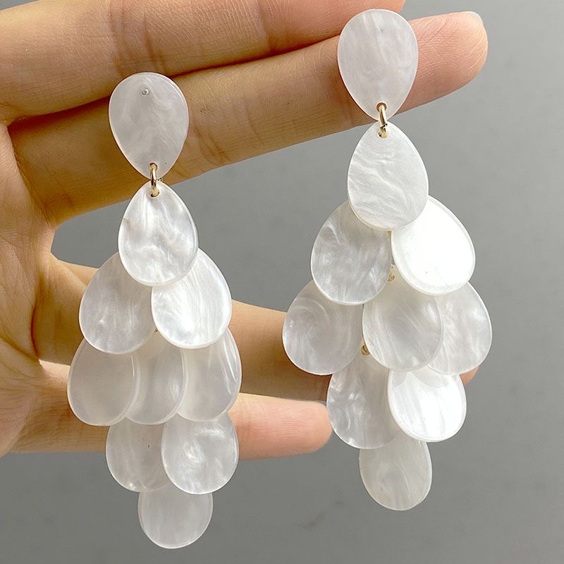 义乌欧美时尚耳环秋冬夸张个性水滴亚克力醋酸手工拼接耳坠度假风耳环工厂直销详情图6