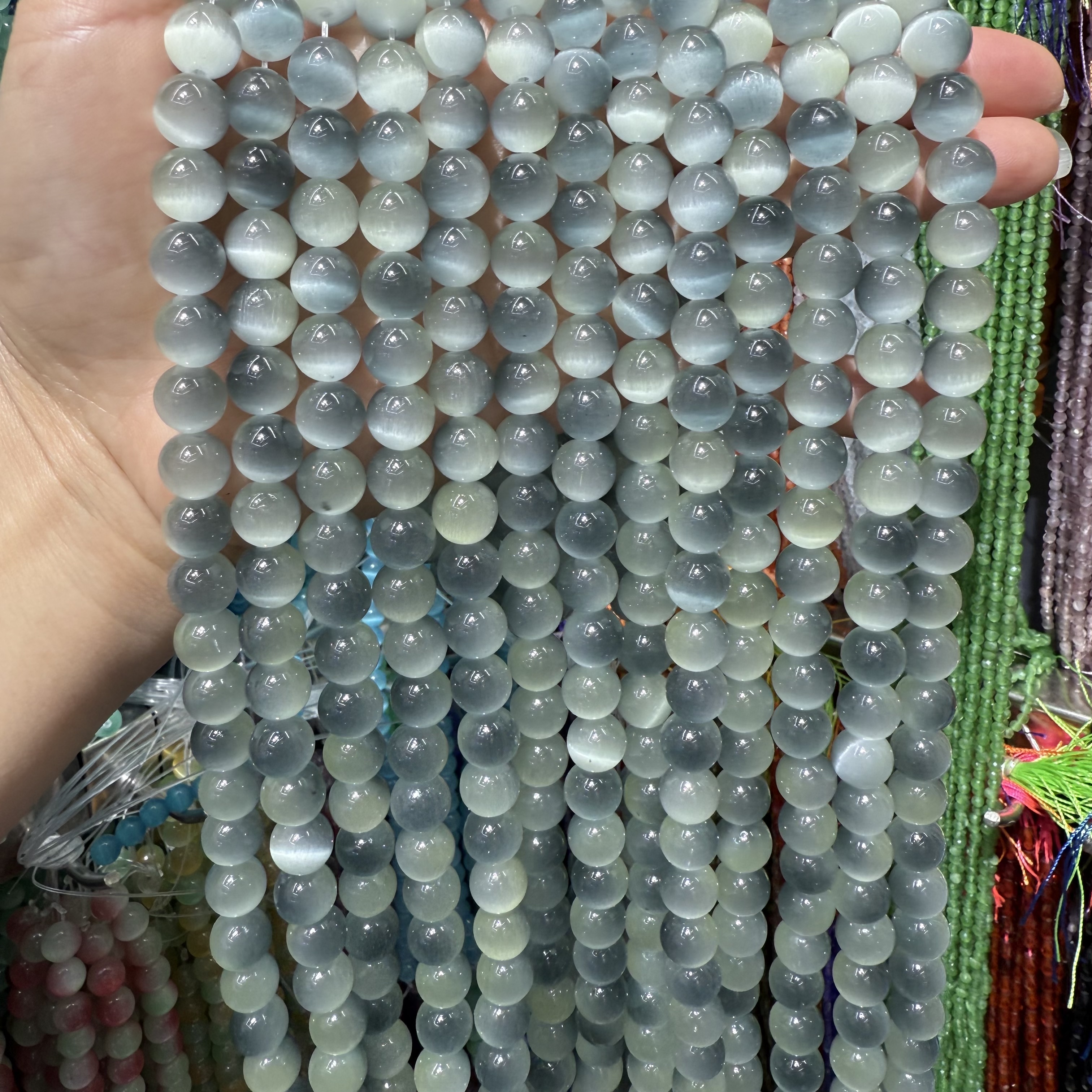 10mm猫眼石圆珠 diy饰品材料 马卡龙糖果色串珠 手链串珠 仿古琉璃珠子配件散珠批发正品货源产品图