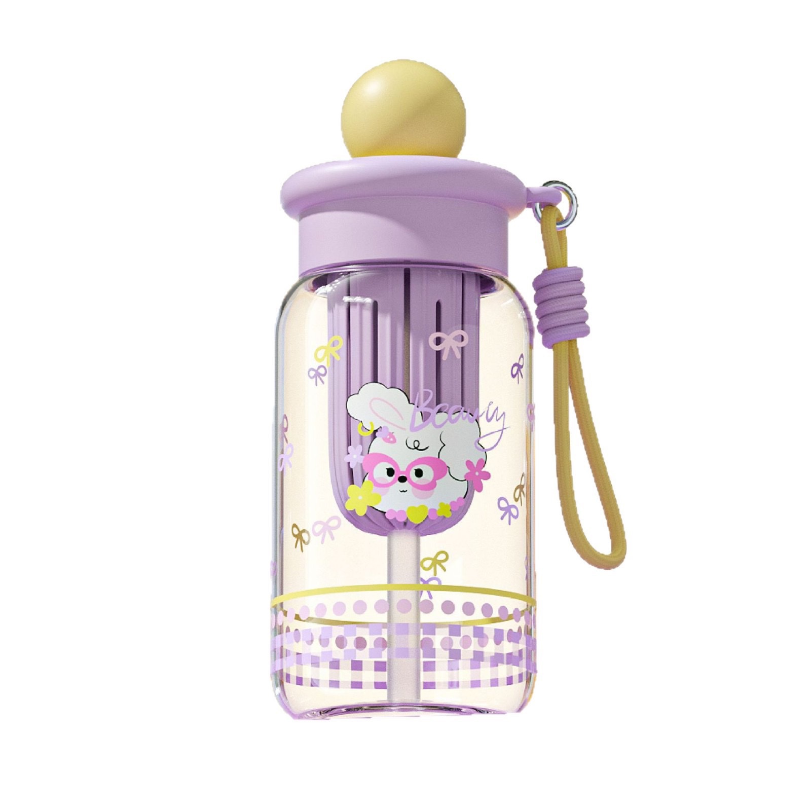 Cartoon plastic water cup, high appearance level, female tea separator, large capacity plastic cup, outdoor portable cup, student straw cup, no 550ml, 8533-1-1274 Item Picture