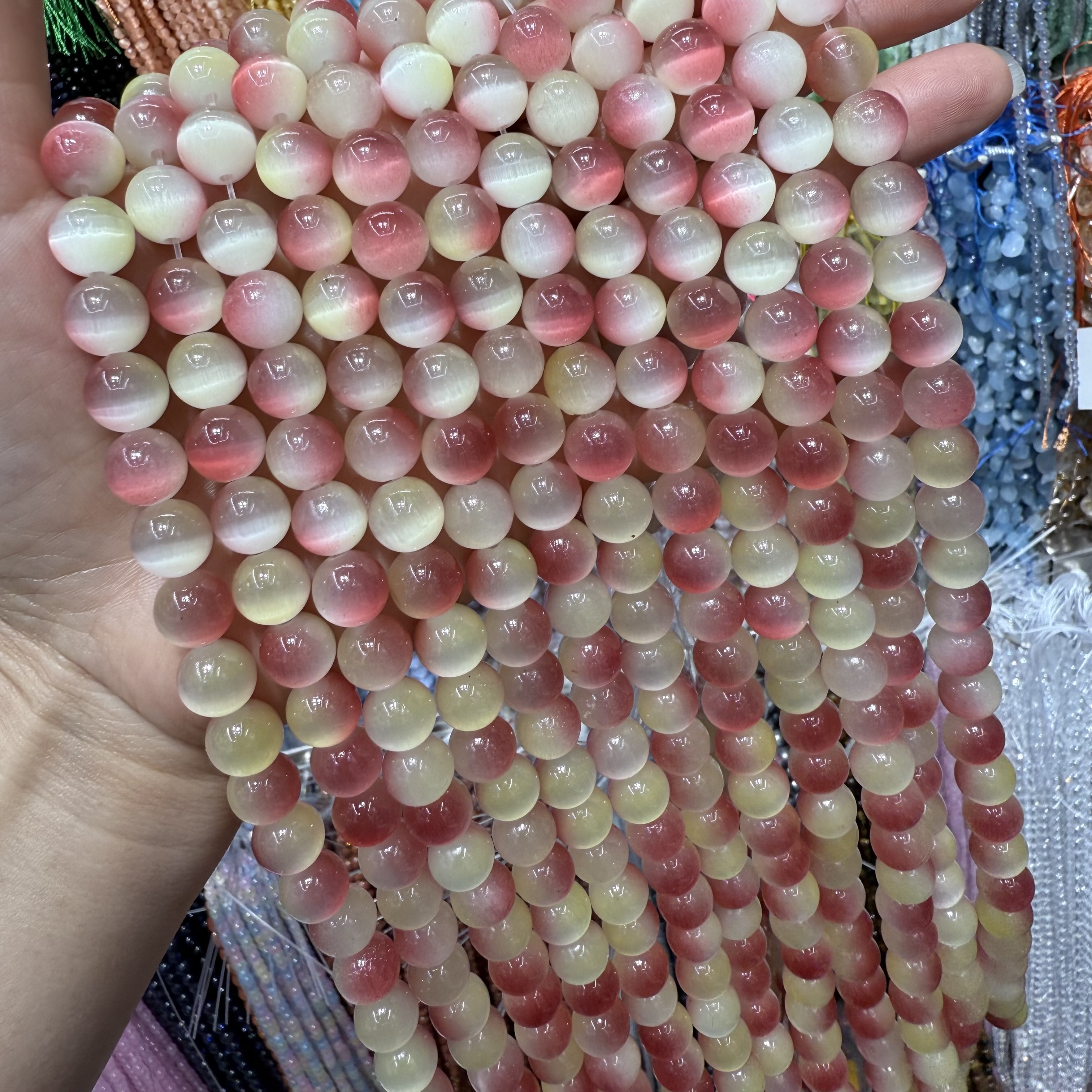 10mm猫眼石圆珠 diy饰品材料 马卡龙糖果色串珠 手链串珠 仿古琉璃珠子配件散珠批发正品货源详情图10