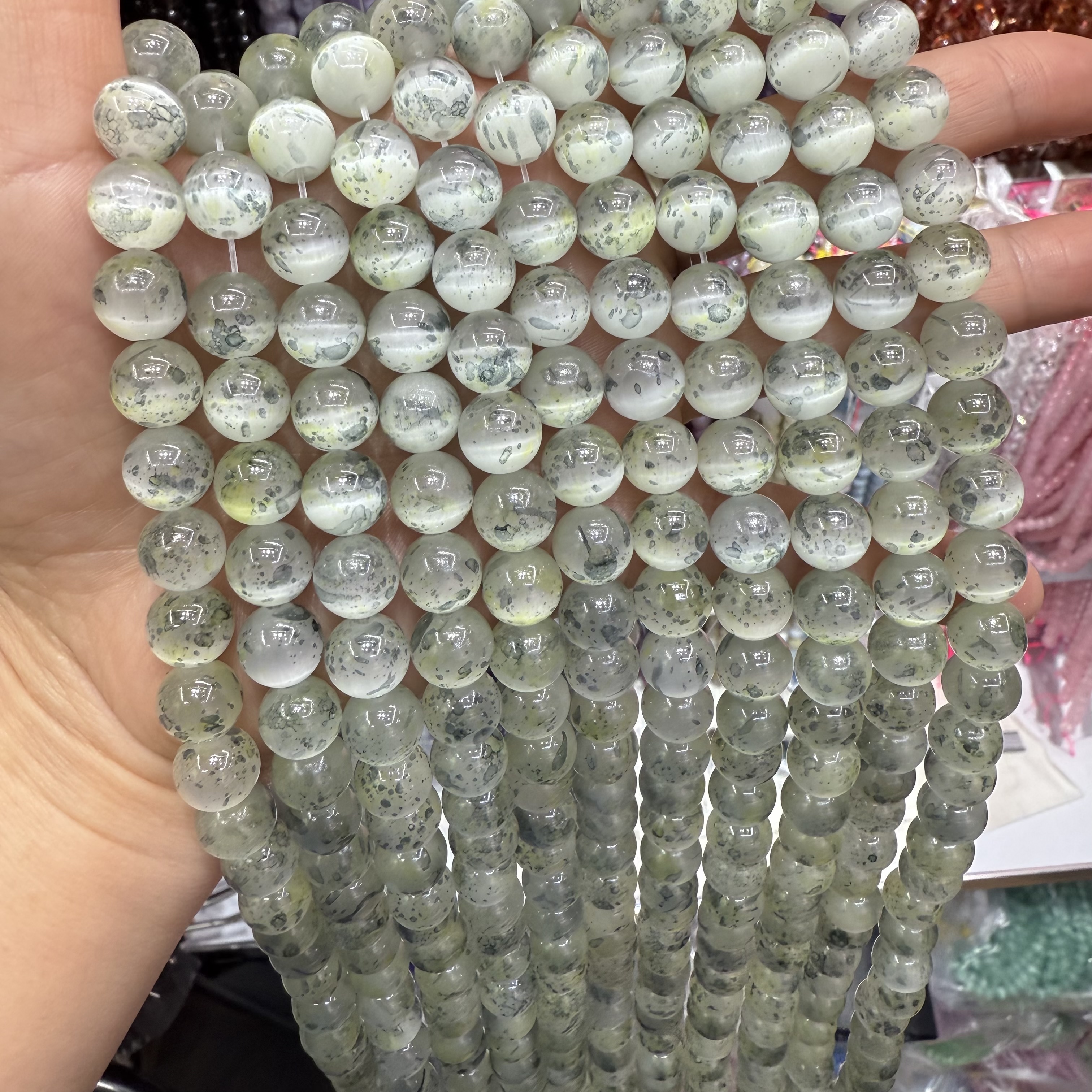 10mm猫眼石圆珠diy仿古琉璃散珠配件批发 手链串珠材料珠子货源 糖果七彩色珠详情图8