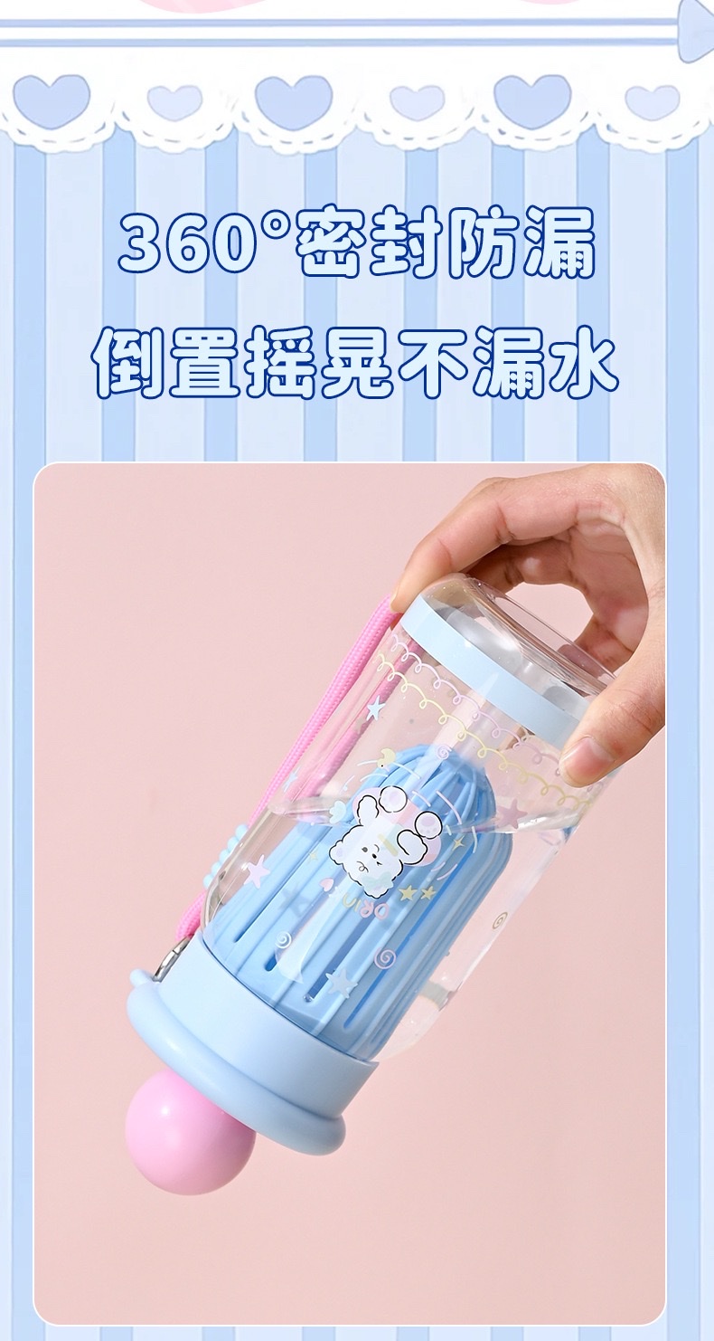 Cartoon plastic water cup, high appearance level, female tea separator, large capacity plastic cup, outdoor portable cup, student straw cup, no 550ml, 8533-1-1274 pic 8