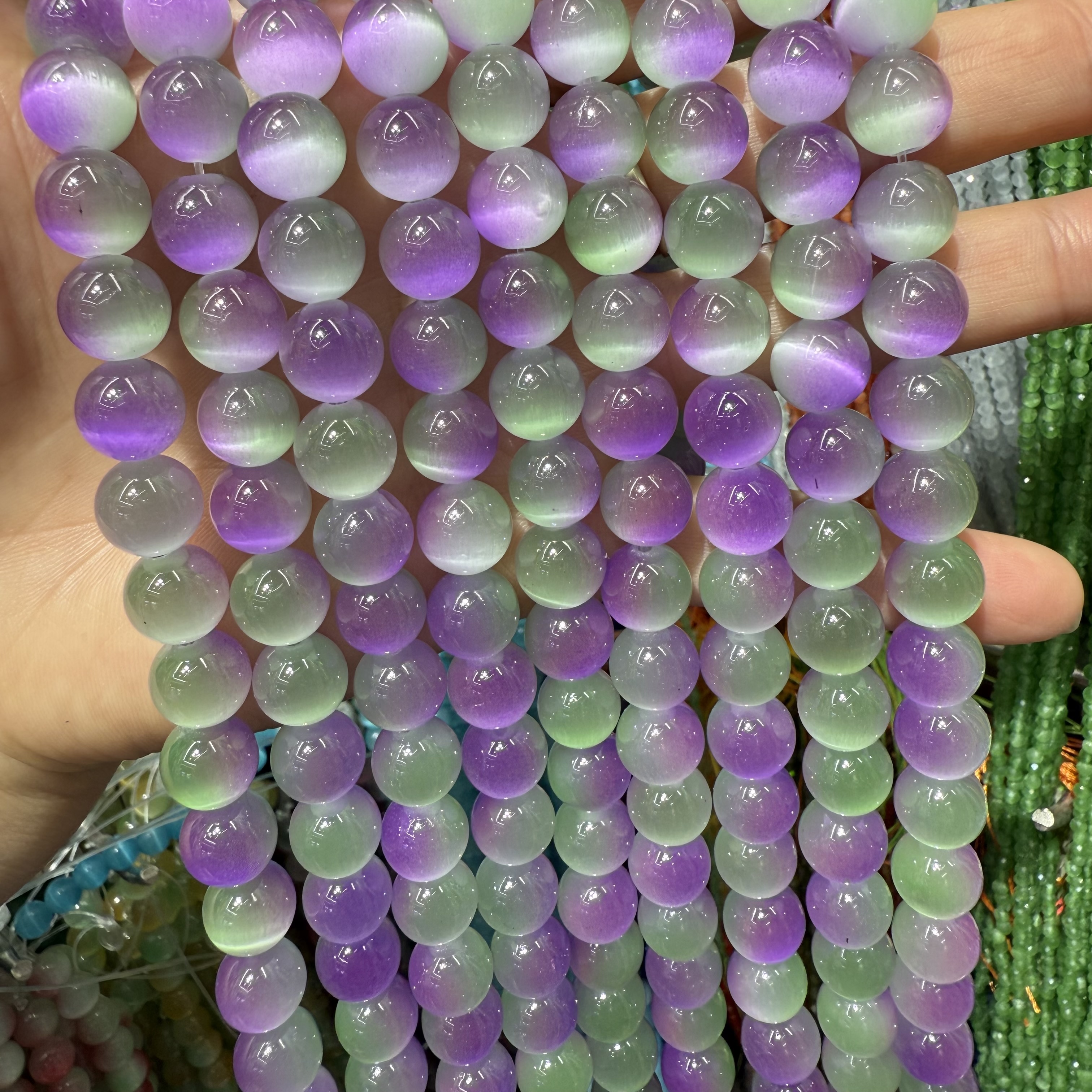 10mm猫眼石圆珠 diy饰品材料 马卡龙糖果色串珠 手链串珠 仿古琉璃珠子配件散珠批发正品货源细节图